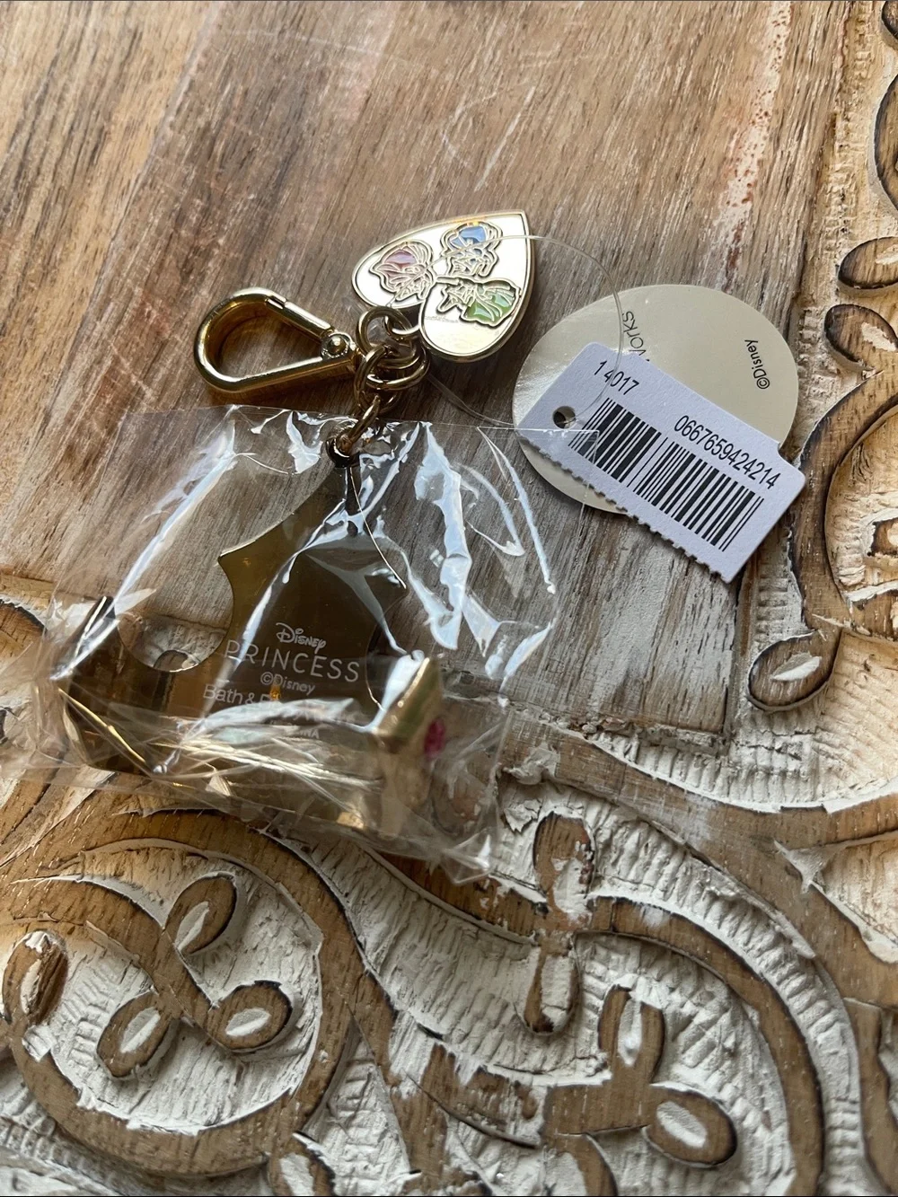 Bath & Body Works Gold Decorative Bell Keychain with Multicolor Gems
